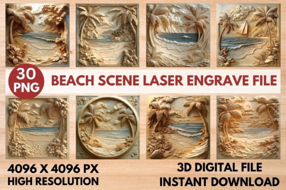 Beach Scene Laser Engrave File