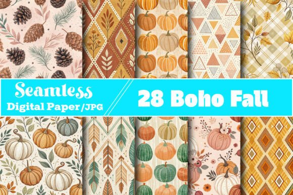 Boho Fall Digital Paper Set: A Creative Essential for Modern Designers