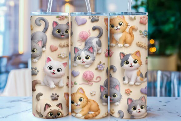 Elevate Your Sublimation Projects with the Inflated Kawaii Cat 20 Oz Tumbler Wrap