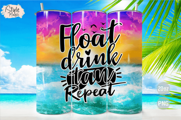 Float Drink Tan Repeat: 20oz Tumbler Wrap Design
