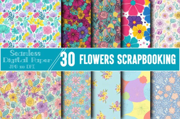 Flowers Scrapbooking Digital Paper for Creators