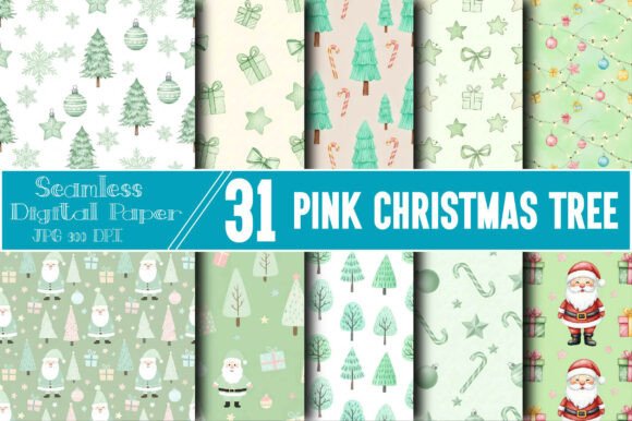 Pink Christmas Tree Digital Papers