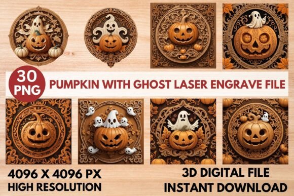Pumpkin with Ghost Laser Engrave File