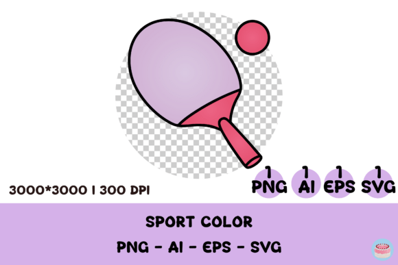 Purple Ping Pong Paddle Clipart SVG PNG for Creative Projects