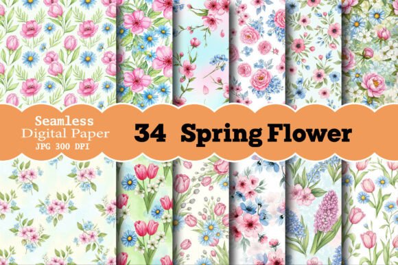 Seamless Spring Flower Papers: A Creative Resource for Design Enthusiasts